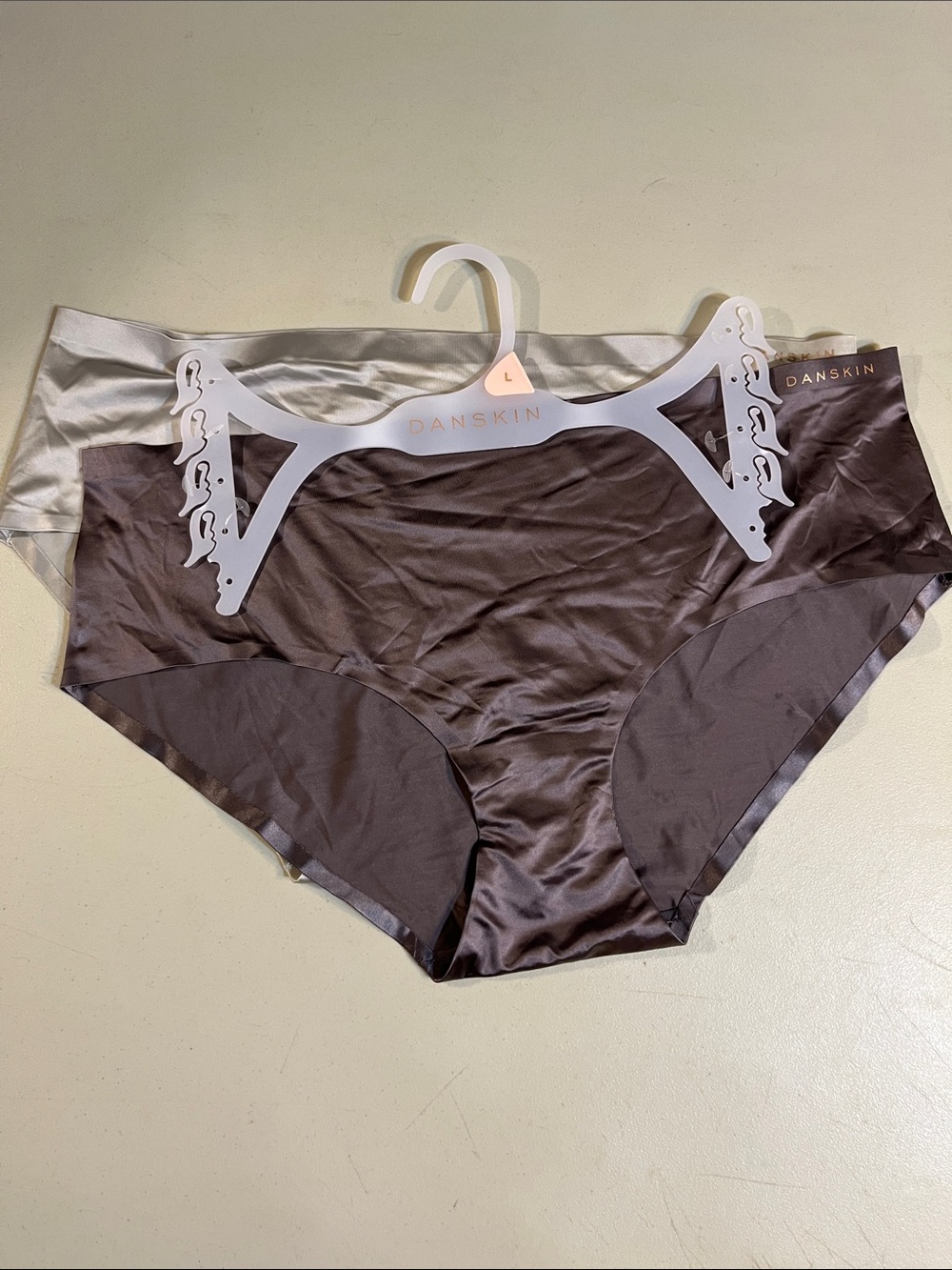 Danskin Smooth High-Cut Briefs in Brown and Light Beige